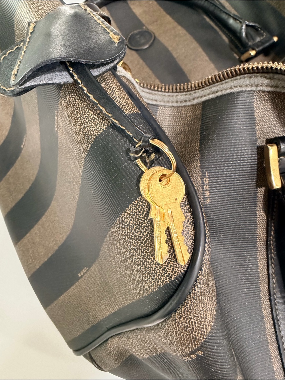 FENDI Striped Black and Brown DUFFLE Carry Bag - Picture 10 of 13
